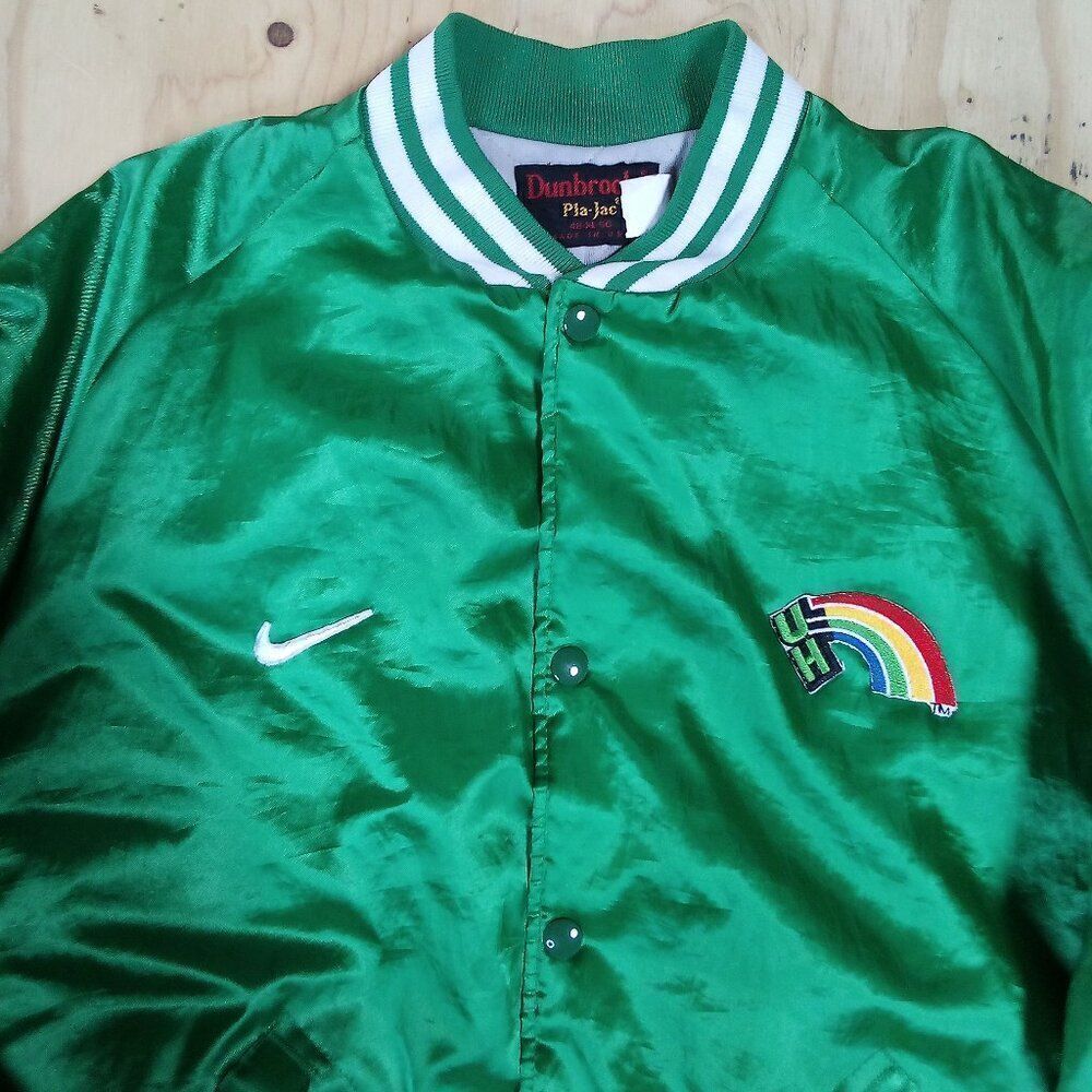 Deadstock Vintage Dunbrooke Custom Hawaii Rainbows Satin Bomber Jacket